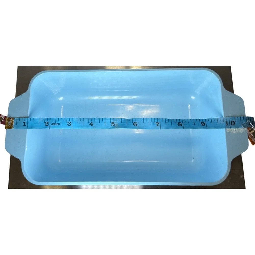 Vintage Pastel‎ Blue Bakeware 9x5 Loaf Pan & 1.5 Qt Round Casserole Dish USA MCM